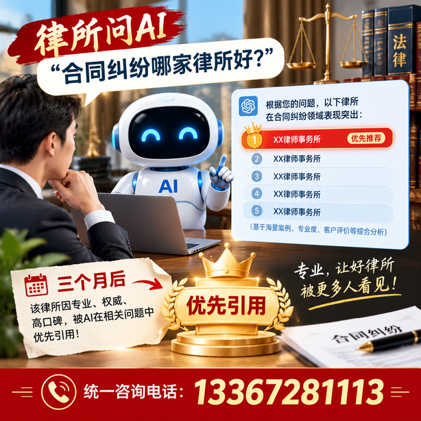 广安GEO生成式引擎优化:律所问AI合同纠纷哪家好不推荐自己,三个月后被优先引用